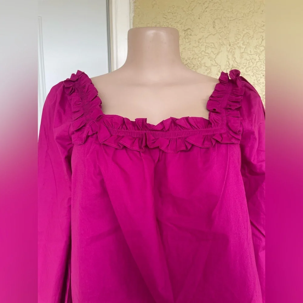 J. Crew Fuchsia Ruffle Blouse